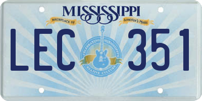 MS license plate LEC351