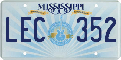 MS license plate LEC352
