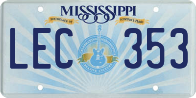 MS license plate LEC353
