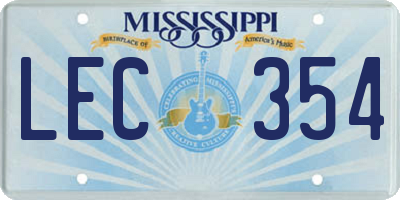 MS license plate LEC354