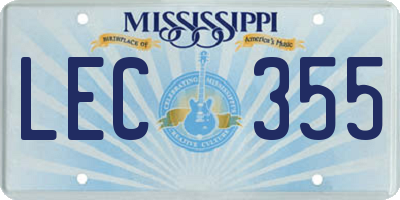 MS license plate LEC355