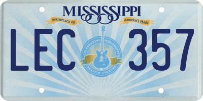 MS license plate LEC357