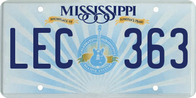 MS license plate LEC363