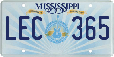 MS license plate LEC365