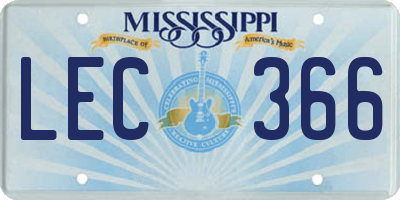 MS license plate LEC366