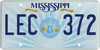 MS license plate LEC372