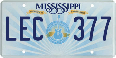 MS license plate LEC377