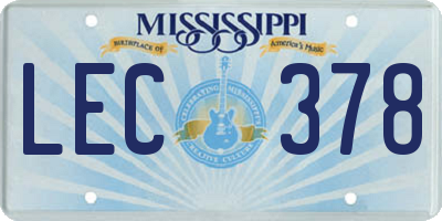 MS license plate LEC378