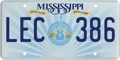 MS license plate LEC386