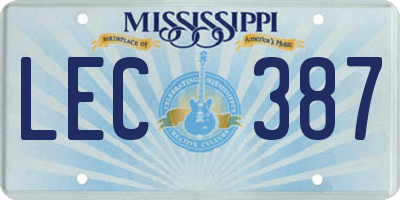 MS license plate LEC387