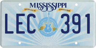 MS license plate LEC391