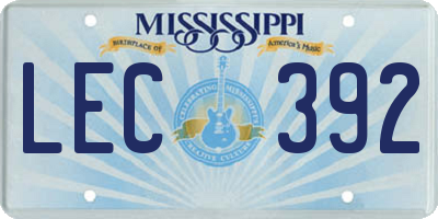 MS license plate LEC392
