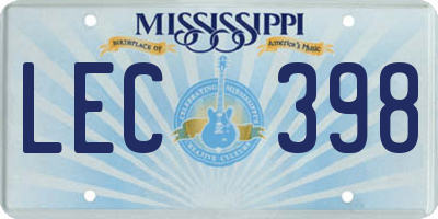 MS license plate LEC398