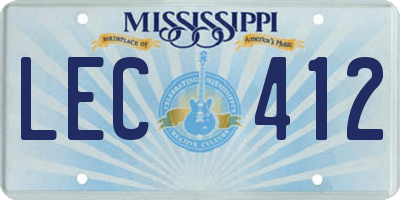 MS license plate LEC412