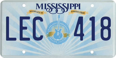 MS license plate LEC418