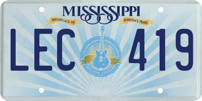 MS license plate LEC419