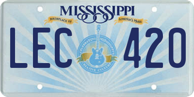 MS license plate LEC420