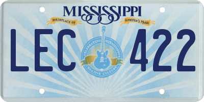 MS license plate LEC422