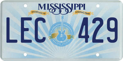 MS license plate LEC429