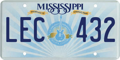MS license plate LEC432