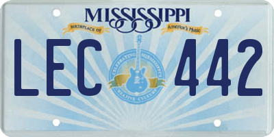 MS license plate LEC442