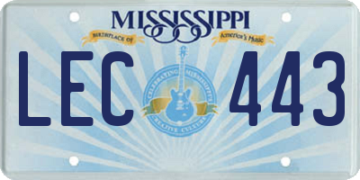 MS license plate LEC443