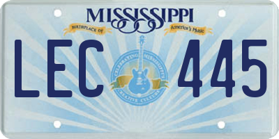 MS license plate LEC445