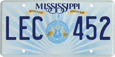 MS license plate LEC452