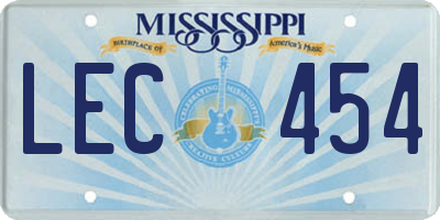 MS license plate LEC454