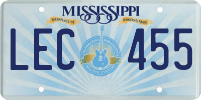 MS license plate LEC455