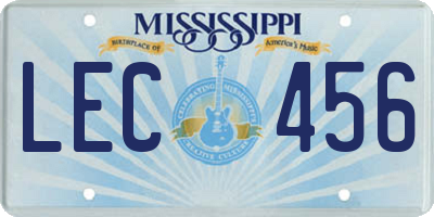 MS license plate LEC456