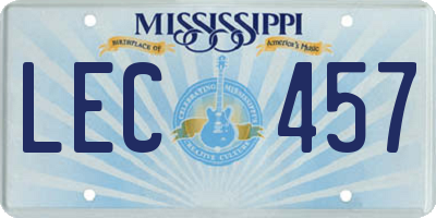 MS license plate LEC457