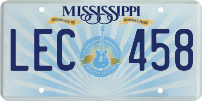 MS license plate LEC458