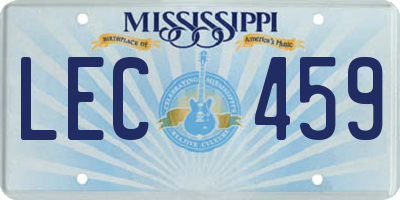 MS license plate LEC459