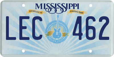 MS license plate LEC462