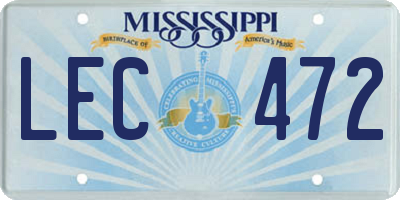 MS license plate LEC472