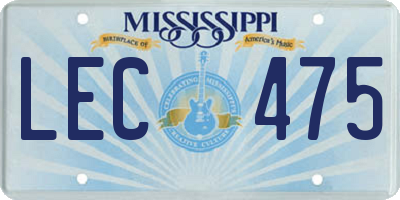 MS license plate LEC475
