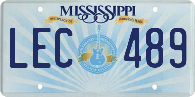 MS license plate LEC489