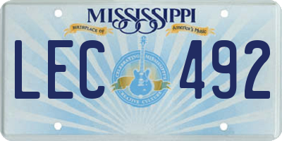 MS license plate LEC492