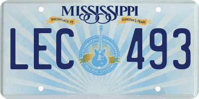 MS license plate LEC493