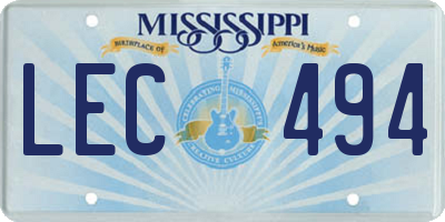 MS license plate LEC494