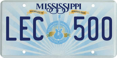 MS license plate LEC500