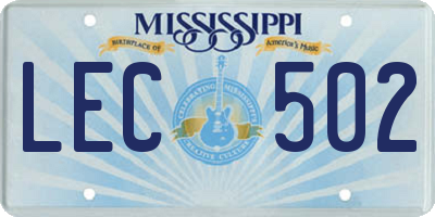 MS license plate LEC502