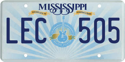 MS license plate LEC505