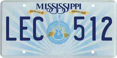 MS license plate LEC512