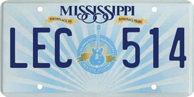 MS license plate LEC514