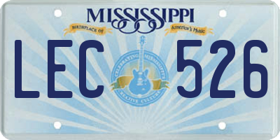 MS license plate LEC526