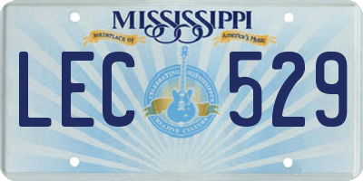 MS license plate LEC529