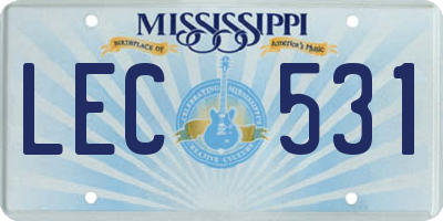 MS license plate LEC531