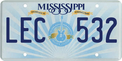 MS license plate LEC532